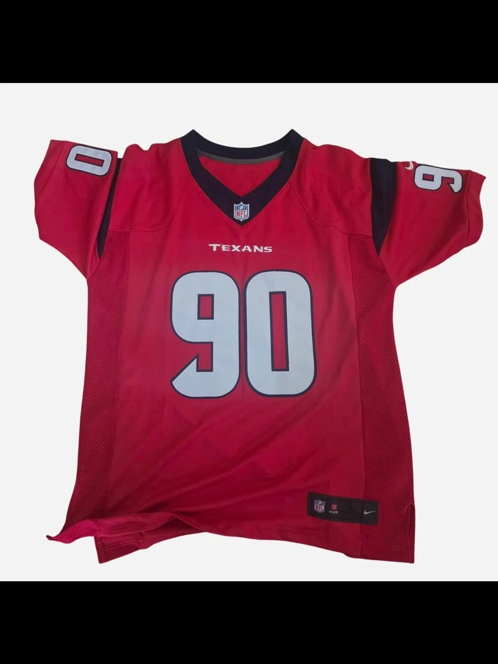 NFL Texans #90 Red Jersey with White Numbers
